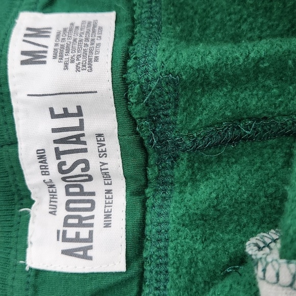 Y2K Aeropostale 87 Fleece Sweat Lounge Pants, Green Mens Medium - Picture 7 of 9